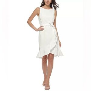 CALVIN KLEIN Faux Wrap Ruffle Dress